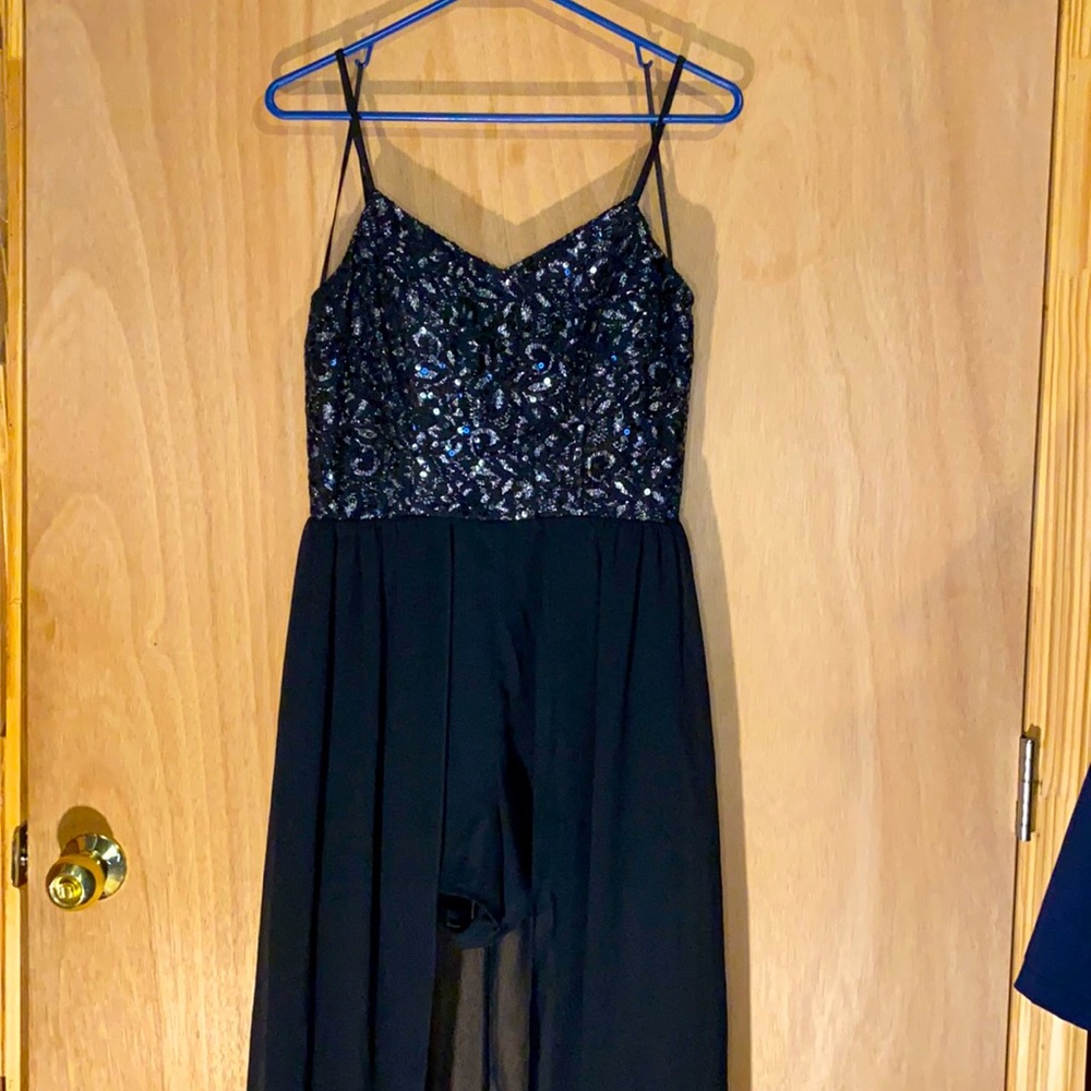 Glitter black romper dress